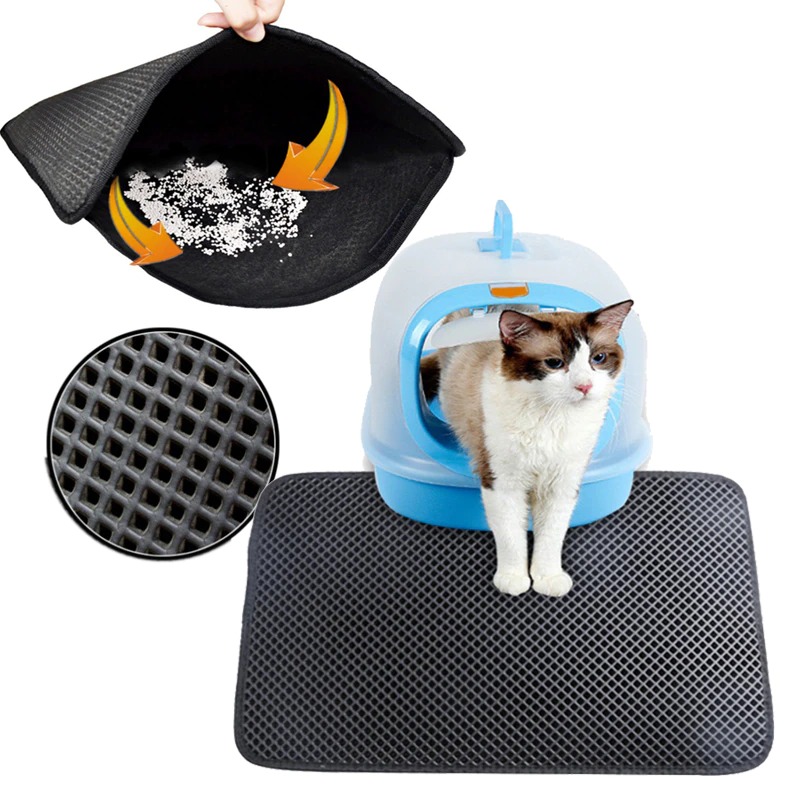 Double Silicone Cat Litter Box Mat Double Layer Waterproof Cat Mat